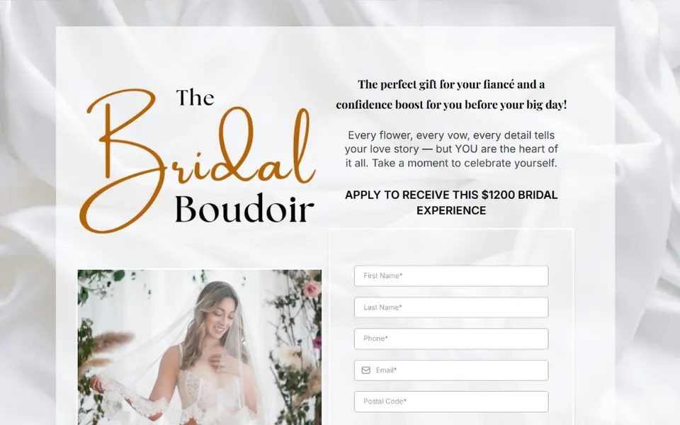 Empower Her Studio Bridal experience website preview